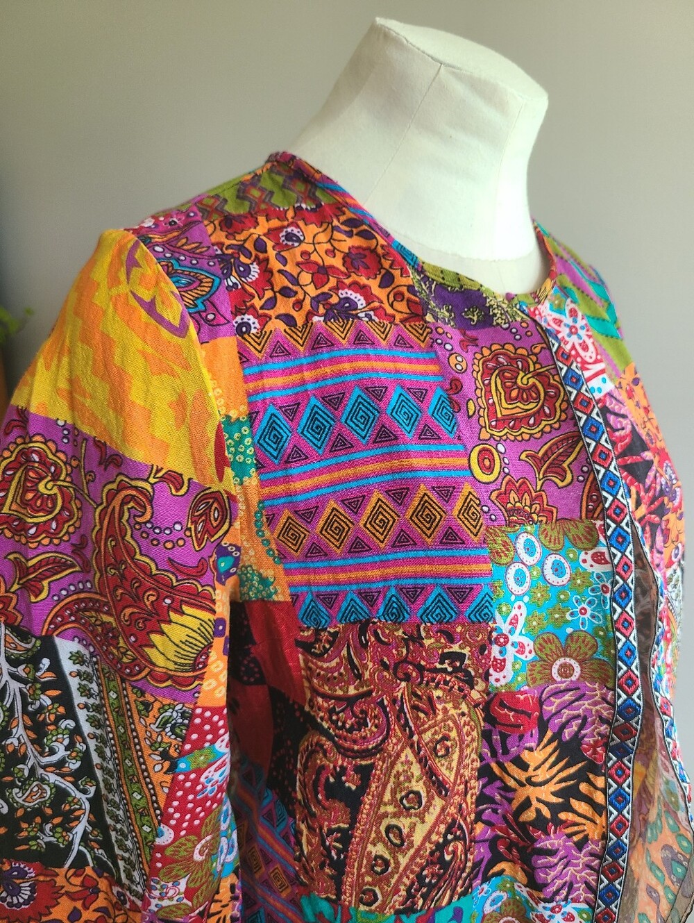 Colorful Patchwork Open Front Jacket - Picture 3 of 12